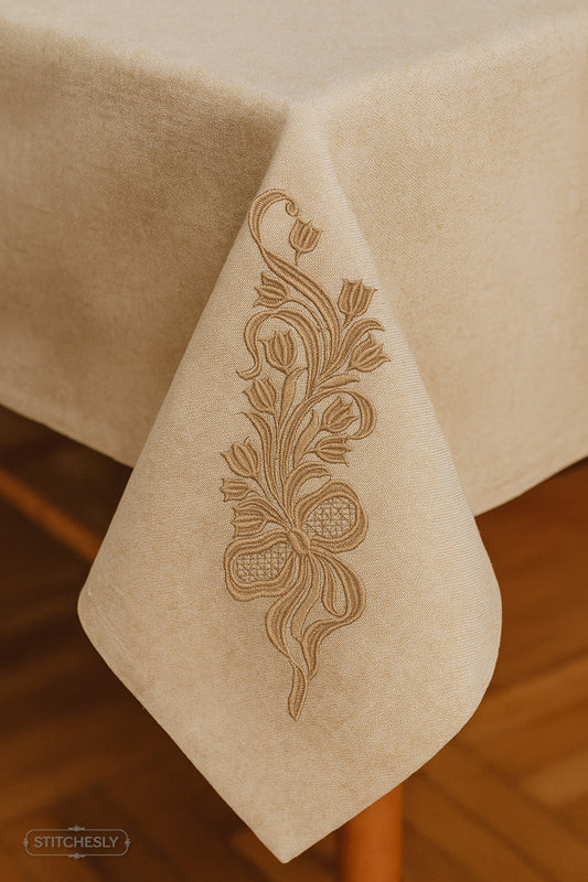 Beige Lace Floral Border machine embroidery design preview