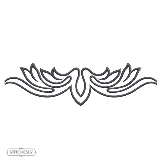 Black Art Deco Scroll Border machine embroidery design preview
