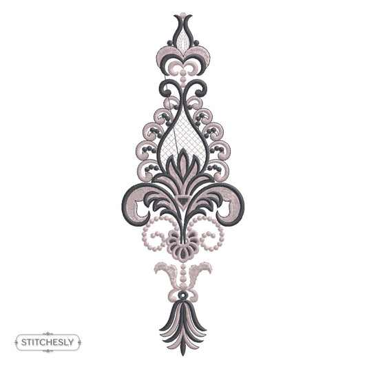Black Baroque Drop Panel machine embroidery design preview