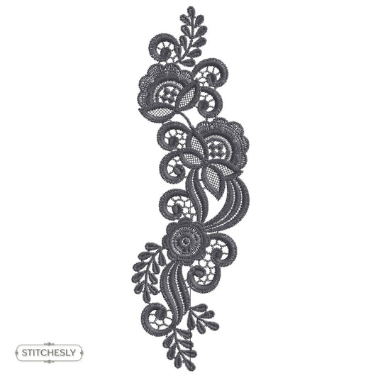 Black Lace Floral Border machine embroidery design preview