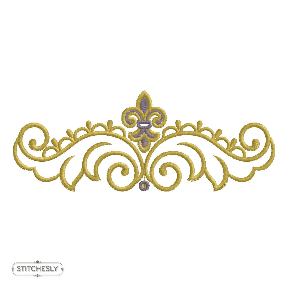Blue Gold Scroll Border machine embroidery design preview