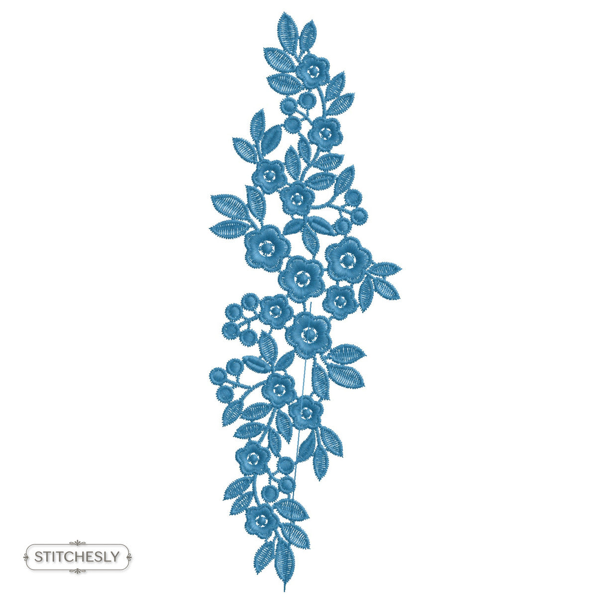 Blue Rose Floral Border machine embroidery design preview