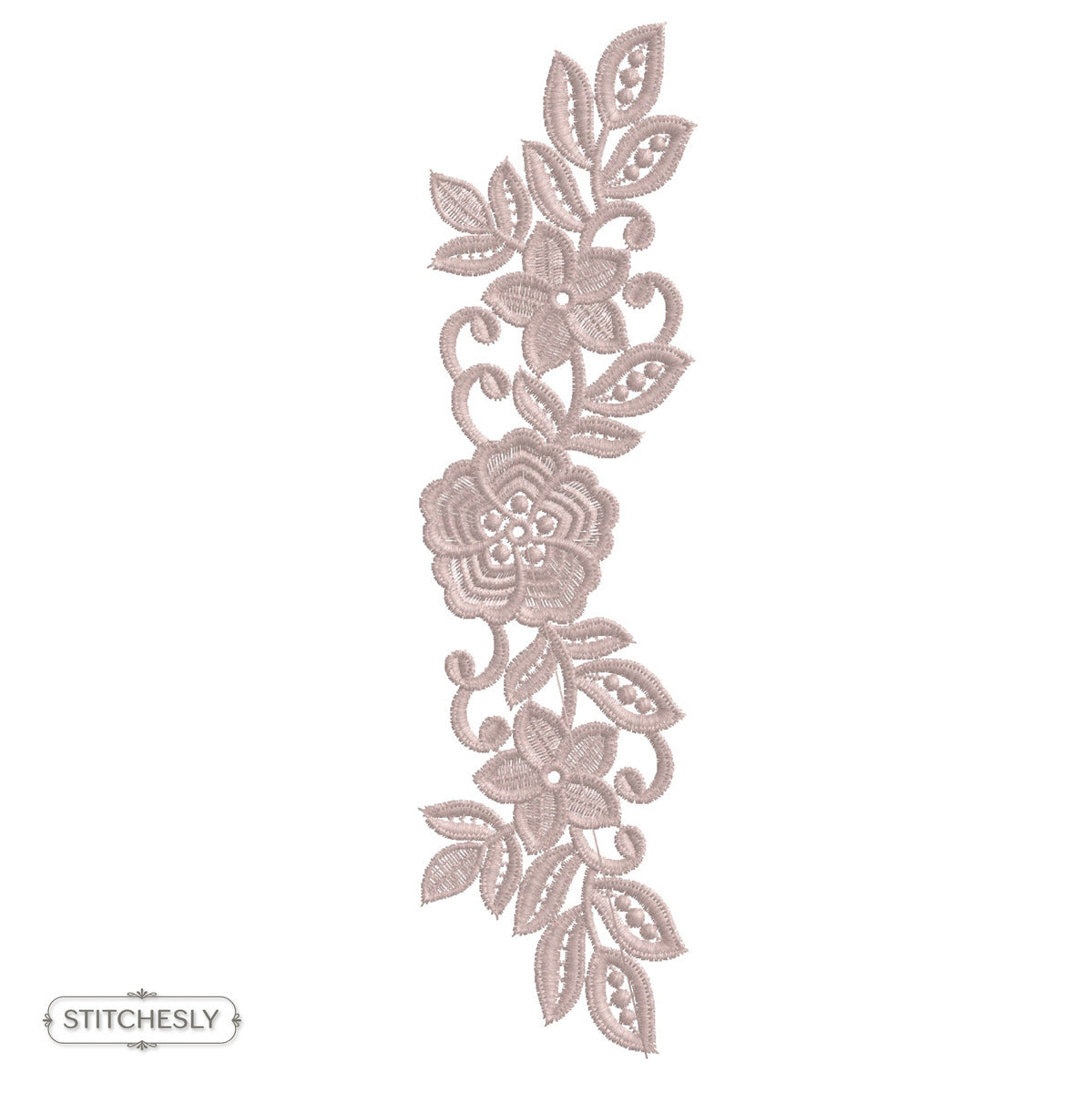 Blush Rose Floral Border machine embroidery design preview