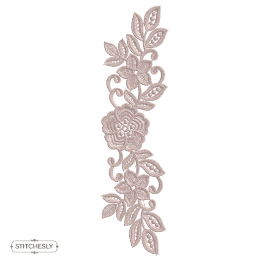 Blush Rose Floral Border machine embroidery design preview