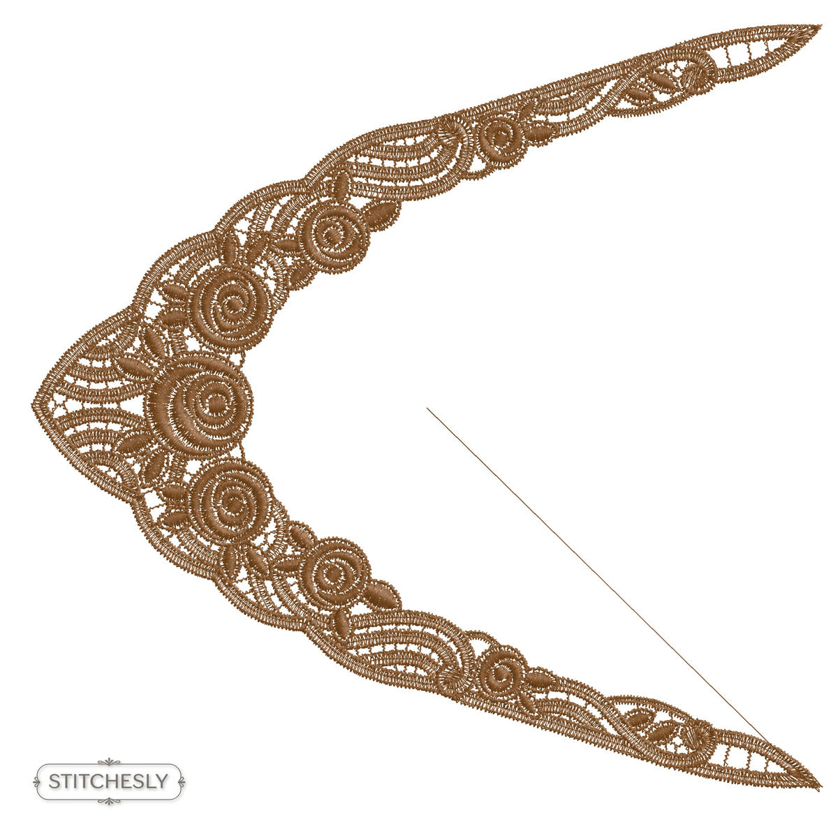Brown Lace Neckline machine embroidery design preview