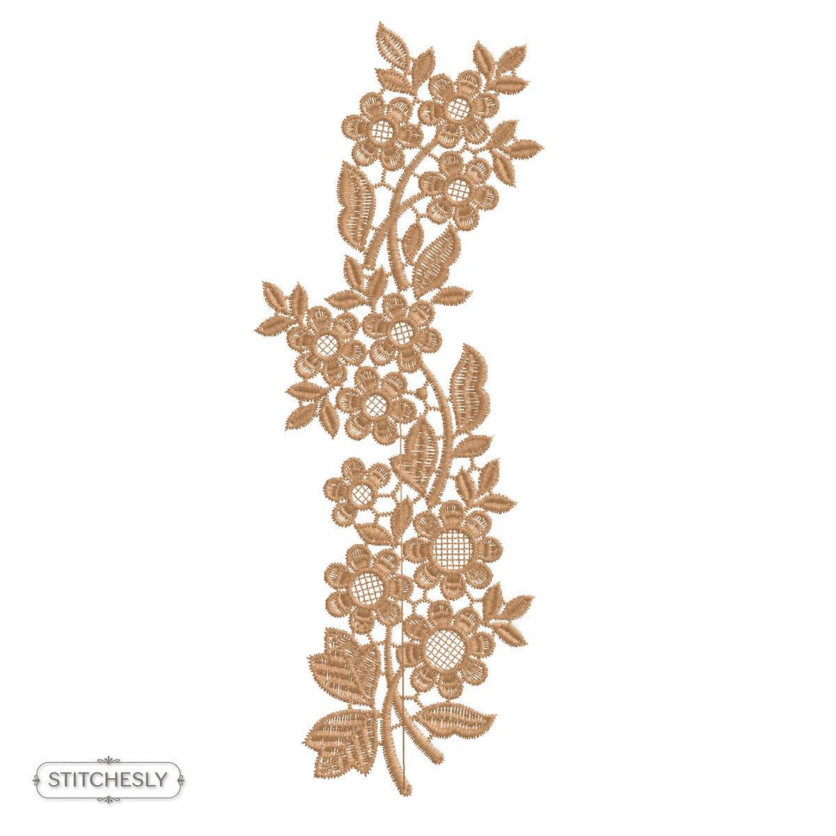 Copper Daisy Floral Border machine embroidery design preview