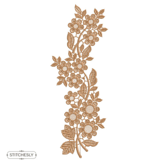 Copper Daisy Floral Border machine embroidery design preview
