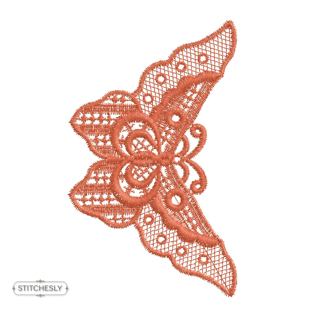 Coral Lace Corner machine embroidery design preview