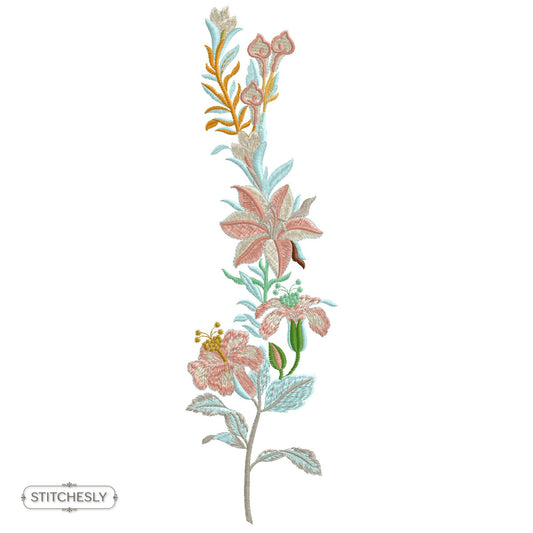 Delicate Botanical Stem machine embroidery design preview