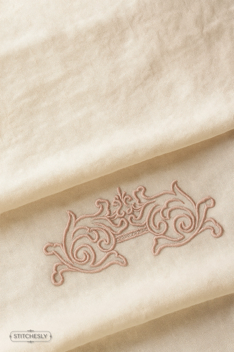 Dusty Pink Scroll Border machine embroidery design preview