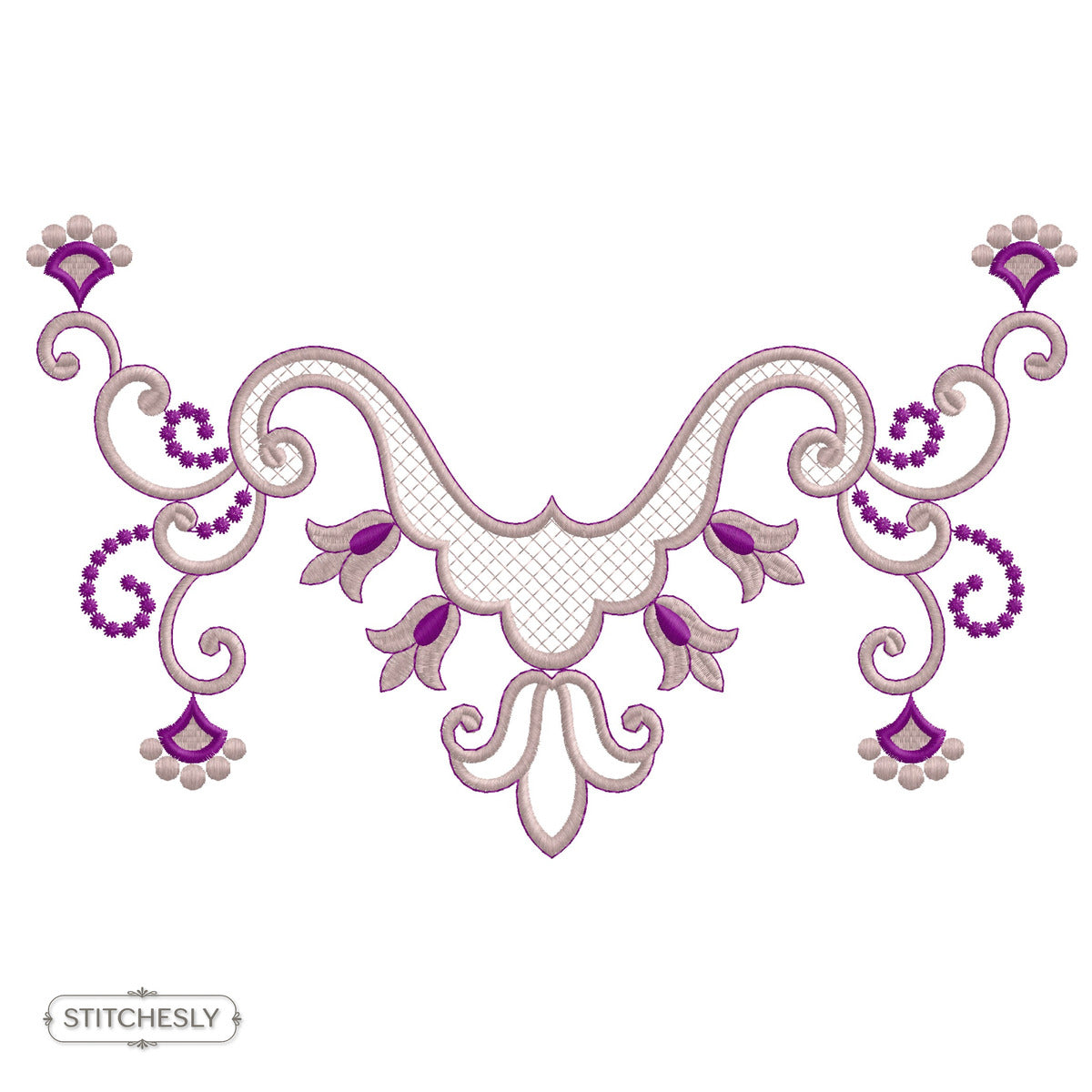 Floral Garland Neckline machine embroidery design preview
