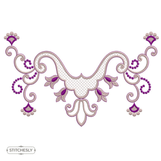Floral Garland Neckline machine embroidery design preview
