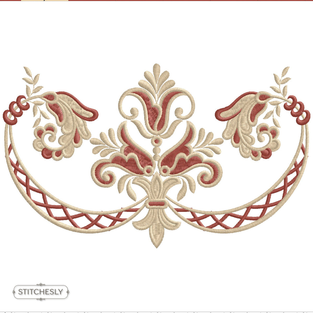 Floral Lattice Neckline machine embroidery design preview