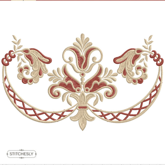 Floral Lattice Neckline machine embroidery design preview