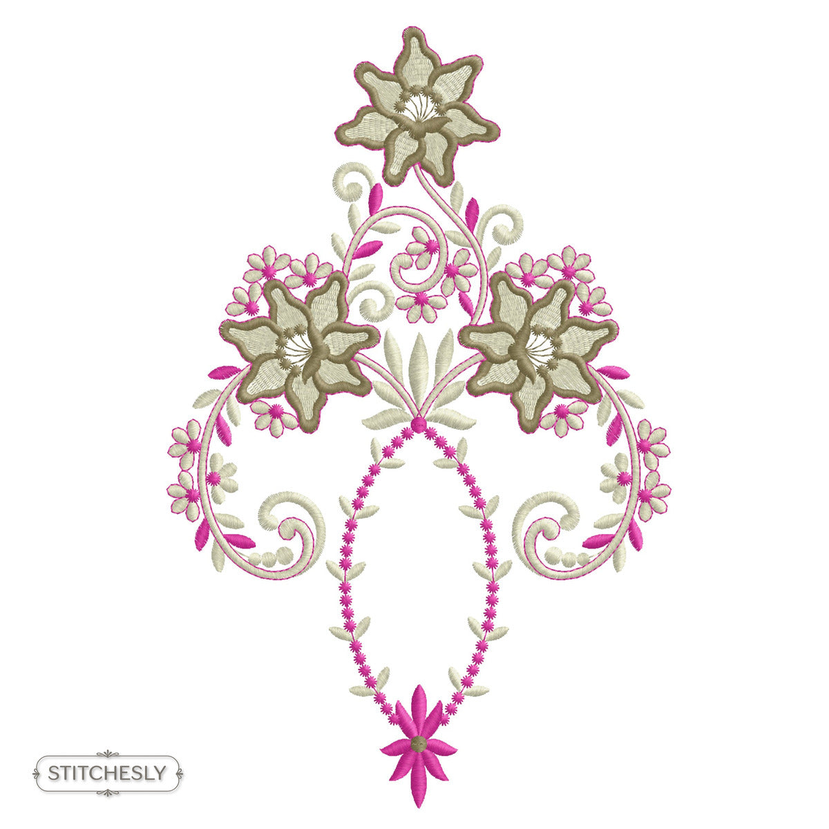 Floral Star Garland Ornament machine embroidery design preview
