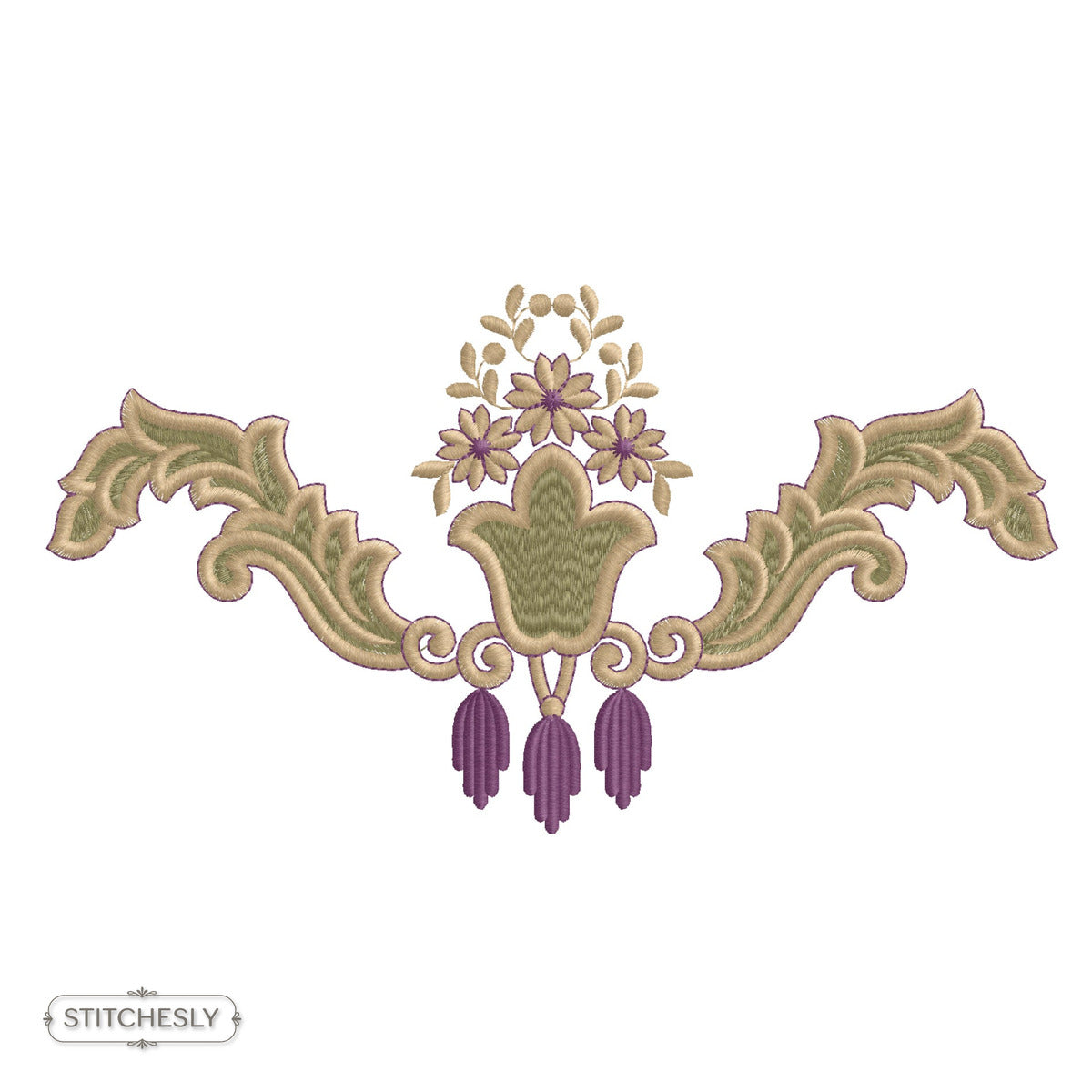 Floral Tassel Border machine embroidery design preview