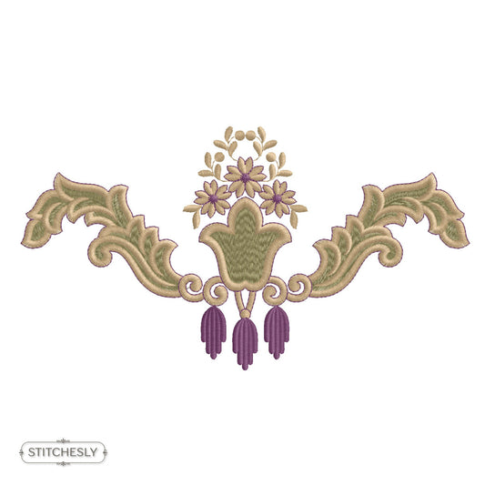 Floral Tassel Border machine embroidery design preview