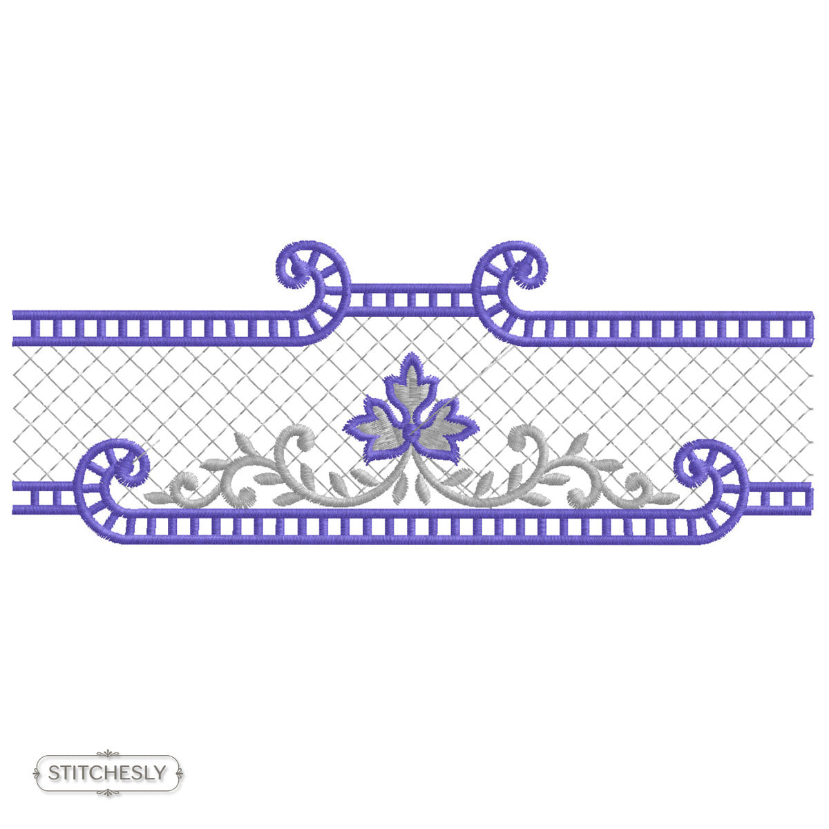 Geometric Lace Border machine embroidery design preview