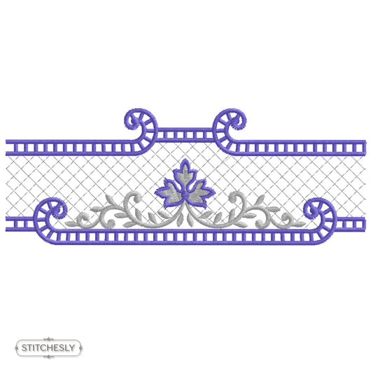 Geometric Lace Border machine embroidery design preview