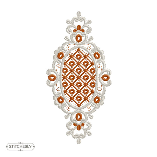 Geometric Lattice Oval Medallion machine embroidery design preview