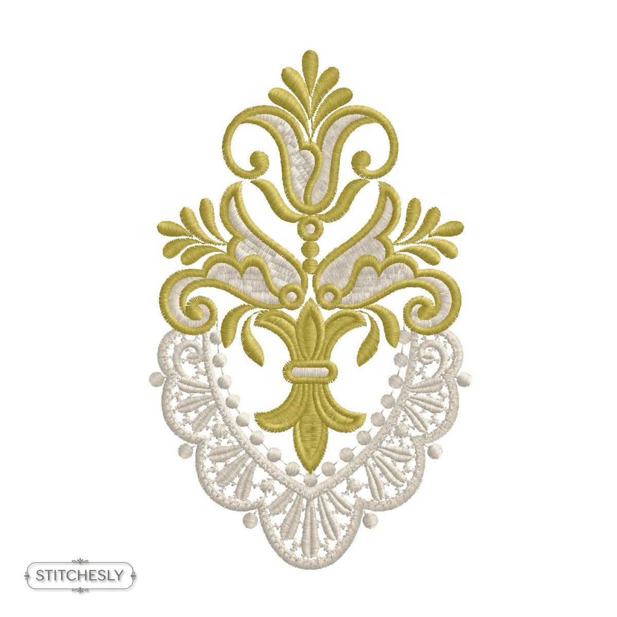 Gold Lace Fleur-de-Lis Ornament machine embroidery design preview