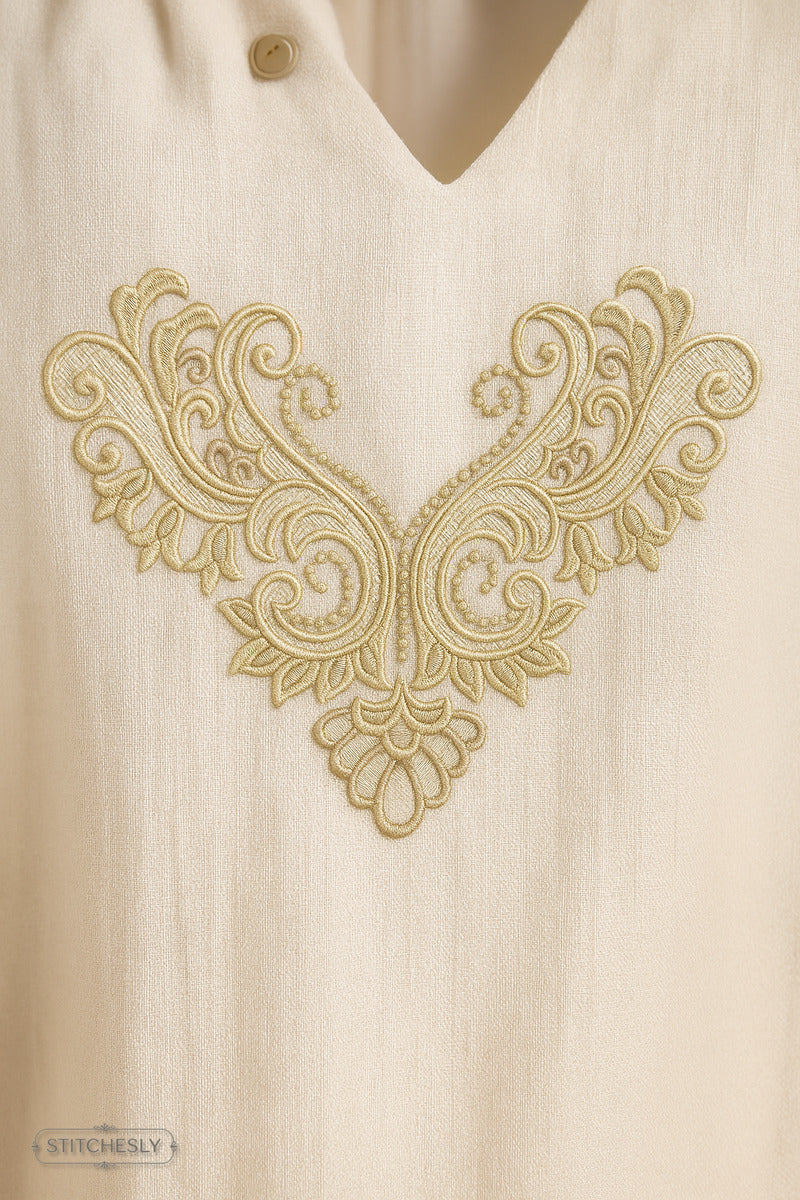 Gold Lace Neckline machine embroidery design preview