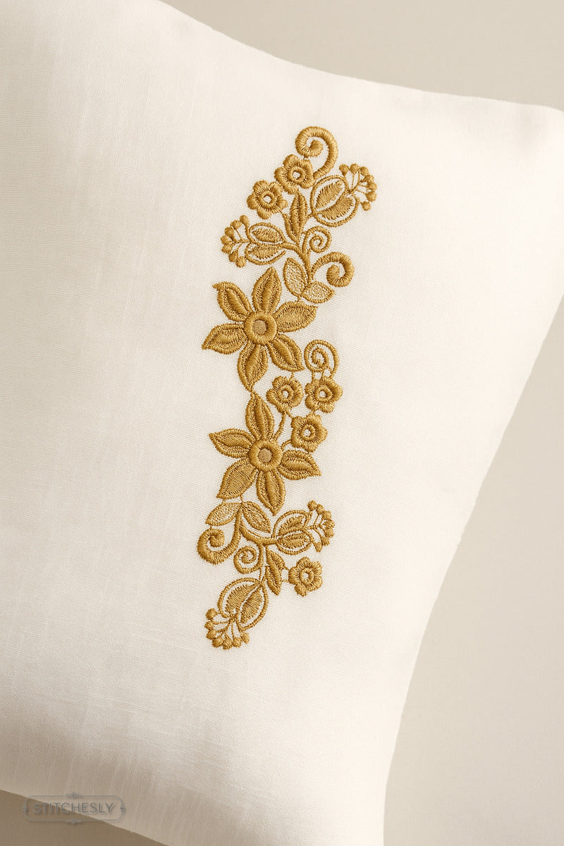 Golden Floral Border machine embroidery design preview