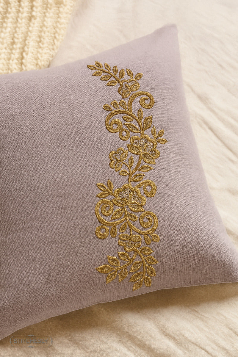 Golden Floral Cushion Border machine embroidery design preview