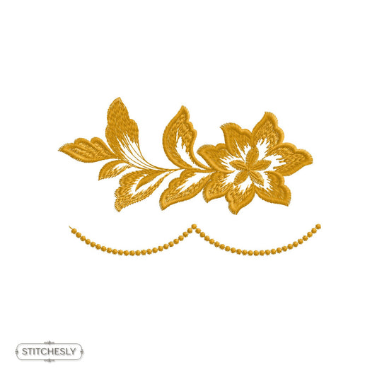 Golden Floral Garland Border machine embroidery design preview