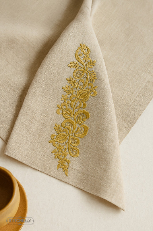 Golden Lace Napkin Border machine embroidery design preview