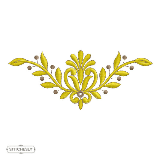 Golden Leaf Scroll Border machine embroidery design preview