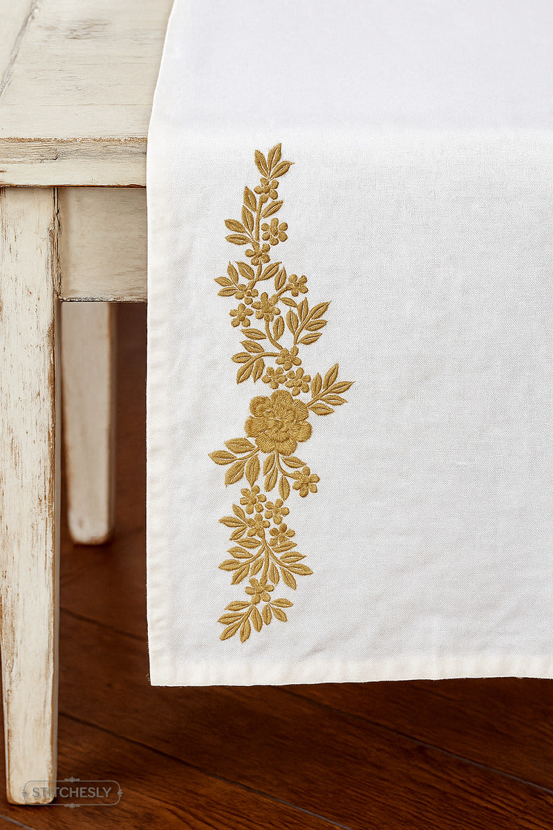 Golden Rose Floral Border machine embroidery design preview