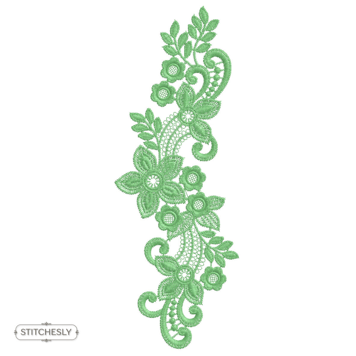 Green Floral Lace Border machine embroidery design preview