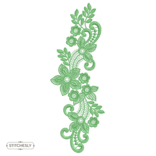 Green Floral Lace Border machine embroidery design preview