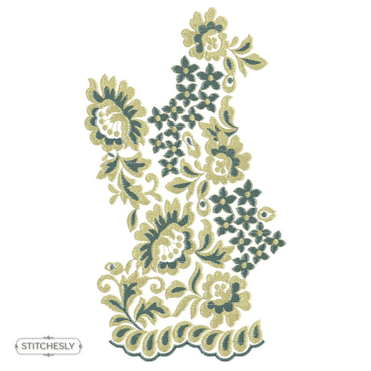 Green Floral Lace Panel machine embroidery design preview