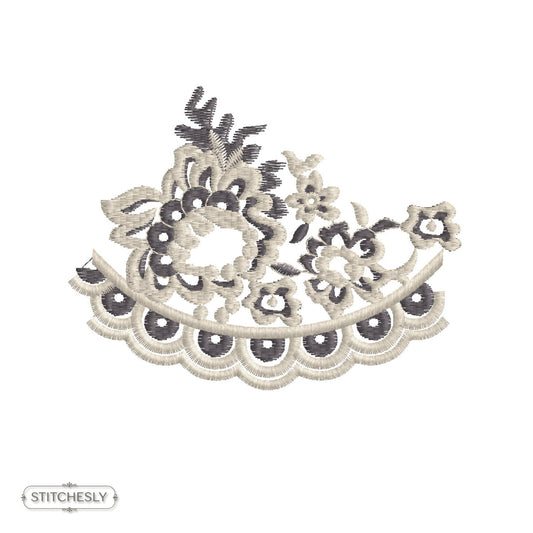 Grey Lace Crown Accent machine embroidery design preview