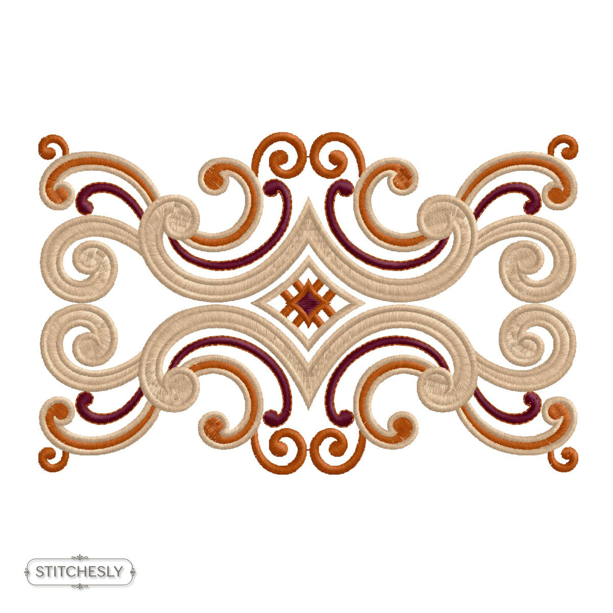 Interlaced Baroque Scroll Border machine embroidery design preview