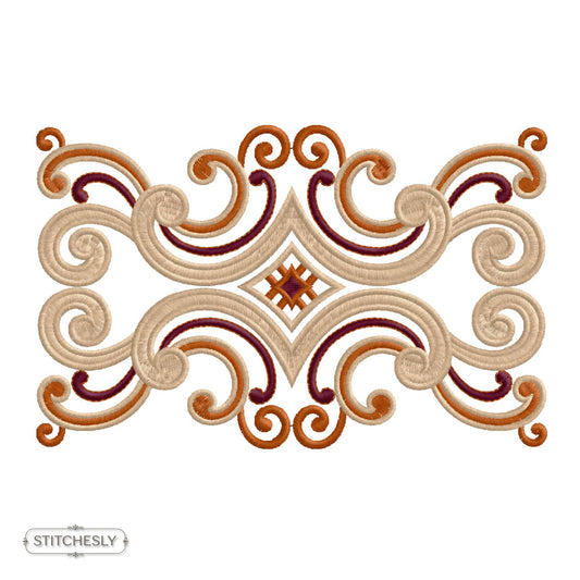 Interlaced Baroque Scroll Border machine embroidery design preview
