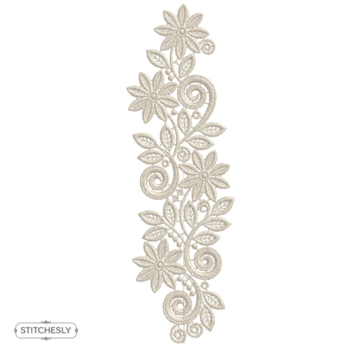 Ivory Floral Scroll Border machine embroidery design preview