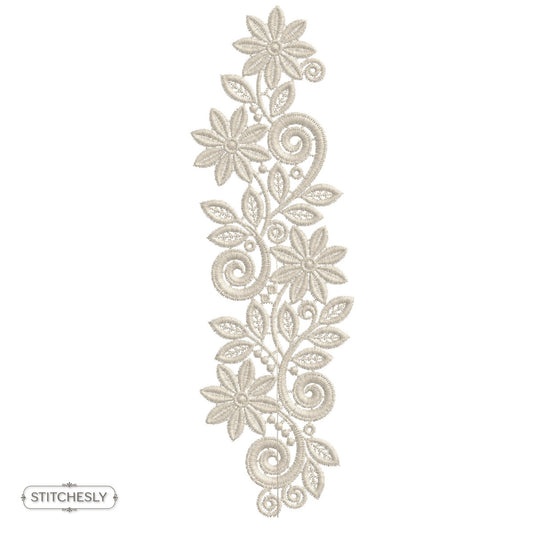 Ivory Floral Scroll Border machine embroidery design preview