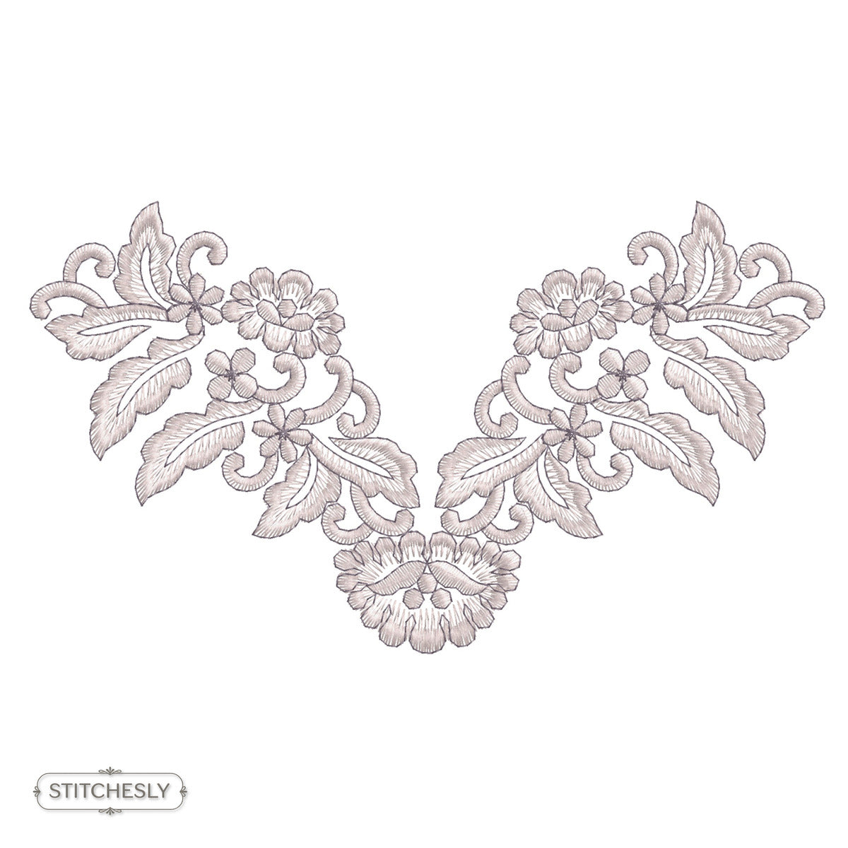 Ivory Leaf Garland Border machine embroidery design preview