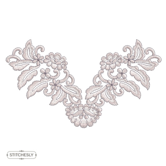 Ivory Leaf Garland Border machine embroidery design preview
