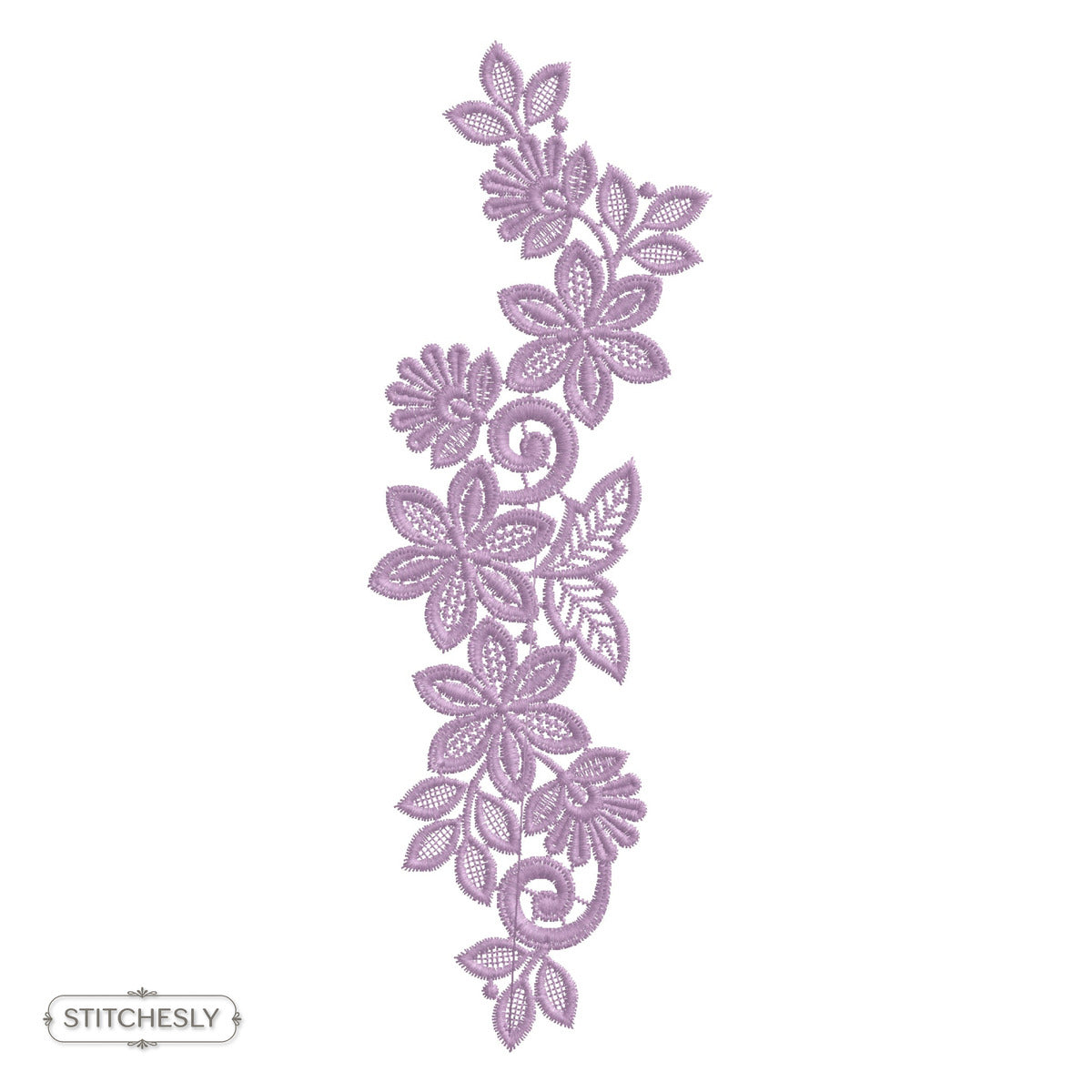 Lavender Floral Scroll Border machine embroidery design preview