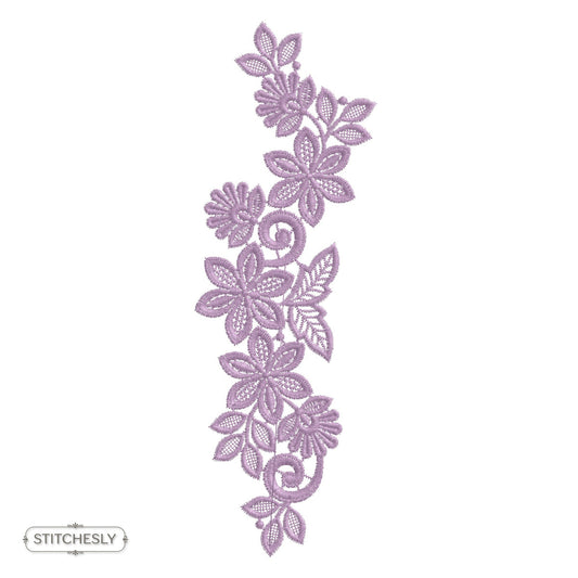 Lavender Floral Scroll Border machine embroidery design preview
