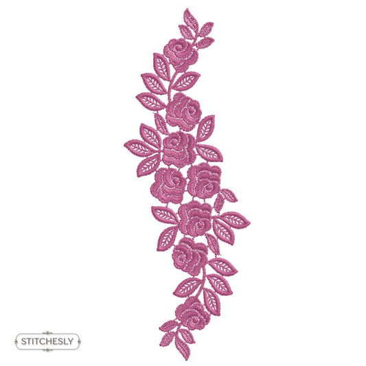 Magenta Rose Floral Border machine embroidery design preview