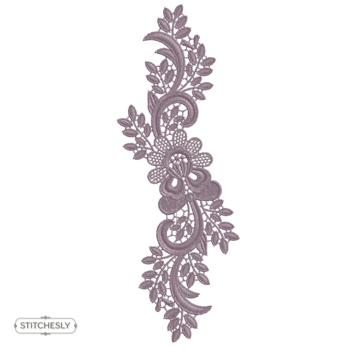 Mauve Lace Floral Border machine embroidery design preview