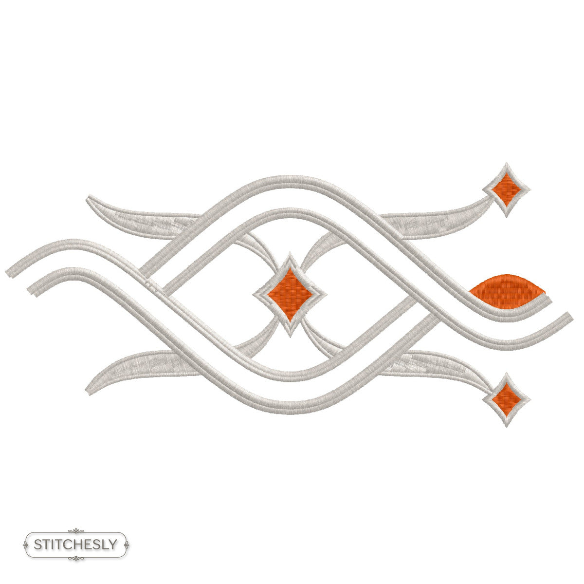 Modern Geometric Wave Border machine embroidery design preview