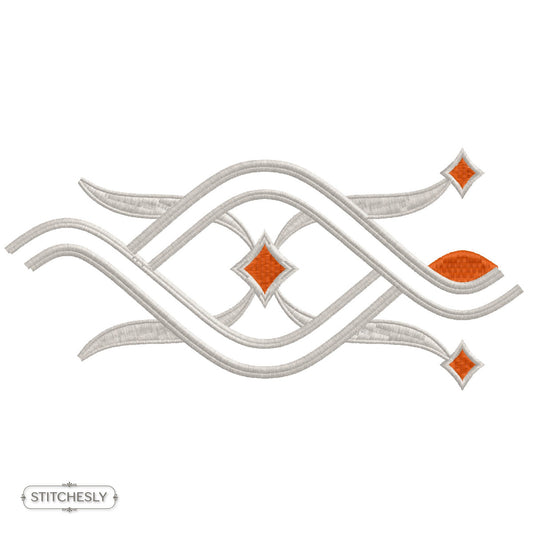 Modern Geometric Wave Border machine embroidery design preview