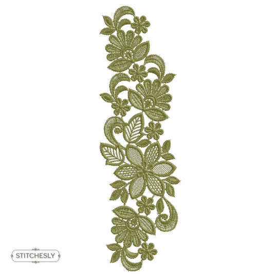 Olive Floral Border machine embroidery design preview
