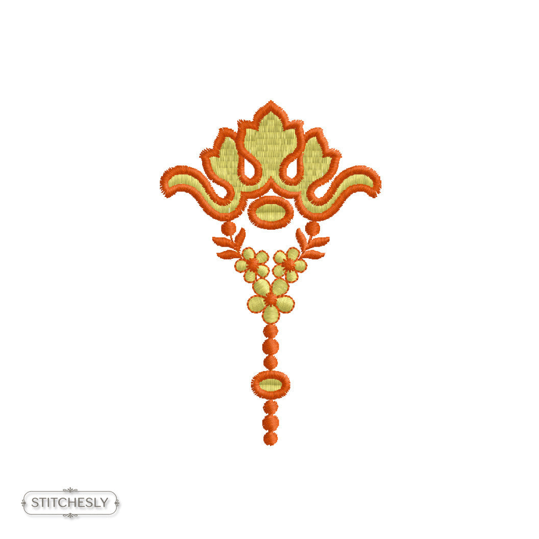 Orange Beaded Drop Ornament machine embroidery design preview